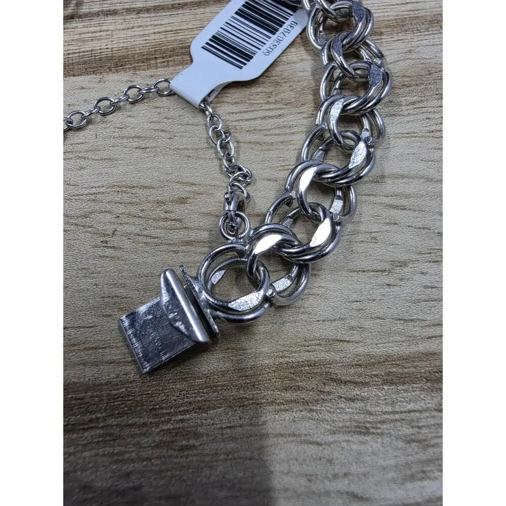 TC Sterling Charm Bracelet double linked safety chain 7.5